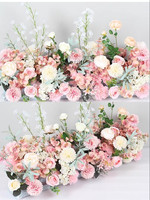 Hochzeits-Blumenarrangements Bühnendekoration - Puderweiße Frische-Style Lebensechte Seidenrosen-Girlanden Hintergründe