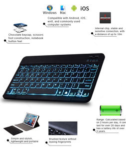 Clavier sans fil fin et rétroéclairé en ABS, 78 touches, rechargeable, disposition US, à ciseaux, pour téléphone portable et iPad - Product Image 3