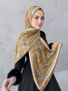 Arabic Style Printed Floral Chiffon Hijab High Quality Ethnic Style Long <b>Shawl</b> <b>Wrap</b> Luxury Polyester Chiffon Hijab Scarf - Product Image 4