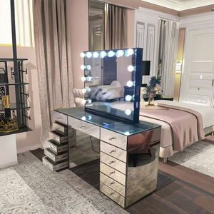 YX-V008 Tocador de Maquillaje y Espejo Estilo Muebles de Dormitorio Escritorio de Maquillaje de Pie Madera MDF y Metal para Uso Doméstico Vidrio Moderno - Product Image 6