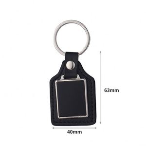 Professional Factory Custom Engravable <b>Keychain</b> Laser or Engraving Square Metal Blank Metal <b>Leather</b> <b>Keychain</b> - Product Image 1