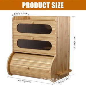 Wooden Bread Box With Lid Rectangle Shape Solid Color Magnetic Lock For <b>Kitchen</b> Storage - Product Image 4