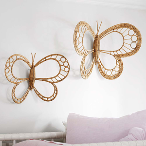 Boho fait à la main en <span class=keywords><strong>rotin</strong></span> papillon <span class=keywords><strong>décoration</strong></span> <span class=keywords><strong>murale</strong></span> <span class=keywords><strong>décoration</strong></span> de chambre en <span class=keywords><strong>osier</strong></span> salon tenture <span class=keywords><strong>murale</strong></span> décor - Product Image 1