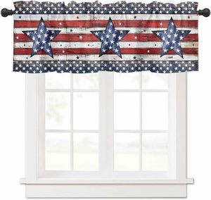 Cortina corta para el Día de la Independencia con estrellas patrióticas, roja, blanca y azul, para cocina - Product Image 1