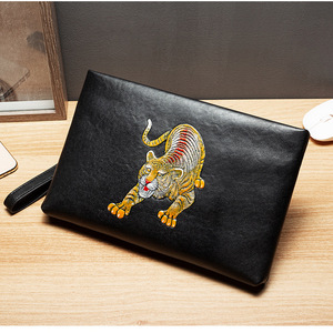 Pochette pour homme en cuir de vachette pleine fleur, grande capacité, imprimé animal, sac à main professionnel pour usage quotidien - Product Image 5