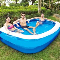 Piscine gonflable transparente à 2 anneaux Intex Pool gonflable Piscine rectangulaire familiale pour adultes