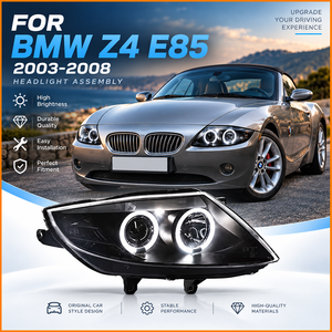 Per BMW Z4 E85 E86 2003-2008: Set di Fari Angel Eyes con Lenti Nere Fumé, Proiettore Aggiornato per Auto, Assemblaggio Completo Sinistro e Destro - Product Image 1