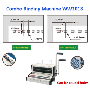 Máquina de Encadernação Multifuncional WW2018 com Laços Duplos para Escritório, Encadernação em Espiral <span class=keywords><strong>2</strong></span>:1 e <span class=keywords><strong>3</strong></span>:1 - Product Image 4
