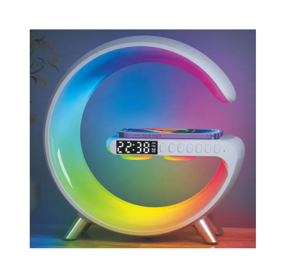 2023 new arrivals G shape RGB ambient light kits 15W wireless charging smart light table lamp app control with multi function