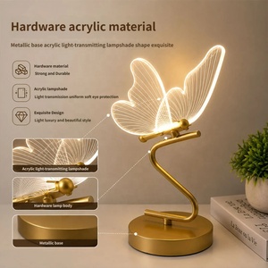 Lámpara d mesaLEDcon mariposa dorada,luces nocturnas de noche modernas y lujosas para el dormitorio y la sala d estar,decoración - Product Image 6