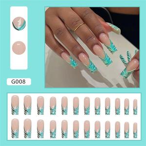 Meilleures Ventes 2023 Fabricant OEM ODM de faux <span class=keywords><strong>ongles</strong></span> courbes couleur ombrée <span class=keywords><strong>orange</strong></span>-violet forme cercueil - Product Image 4