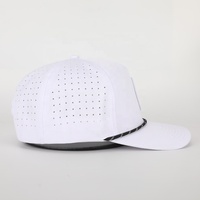 Casquette de baseball et de golf 5 panneaux personnalisée avec logo brodé, en polyester, avec aérations découpées au laser et visière à corde, pour le sport (Gorras)