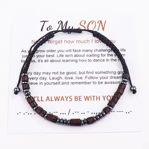 An meinen Sohn, an meinen Enkel, Ich liebe dich Morse-Code-Armband für Damen und Männer Zurück in die Schule Geschenk versteckte Nachricht Morse-Armband W/Karte