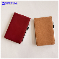 Mini Libreta de Cuero Personalizada con Bolígrafo, Portátil, de Bolsillo, 3 1/4" X 4 3/4", para Notas Diarias y Diario de Viaje, Grabable con Láser
