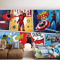 Papier peint mural moderne sur le thème des super-héros Marvel Spider-Man Iron Man Avengers pour chambre d'enfant, cinéma, café