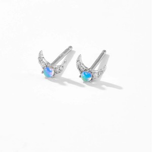 Feiner Schmuck Hypoallergene 18k Vergoldete 925 Sterling Silber Opal-Ohrringe mit Diamanten Besetzt <span class=keywords><strong>Monn</strong></span> Ohrstecker für Damen - Product Image 2