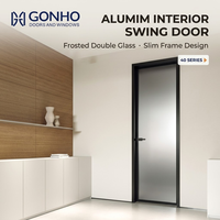 Porte intérieure en verre dépoli avec cadre en aluminium pour projets de chambres et salles de bain