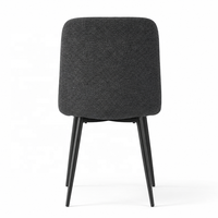 Chaise de salle à manger moderne en velours avec dossier capitonné et pieds en métal noir - Chaise d'appoint ergonomique résistante aux taches pour la maison et le café
