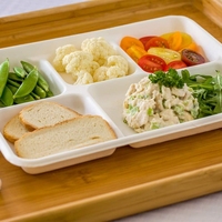 Plateau à déjeuner jetable en canne à sucre Plateau à nourriture biodégradable à 6 compartiments pour restaurant, cafétéria scolaire