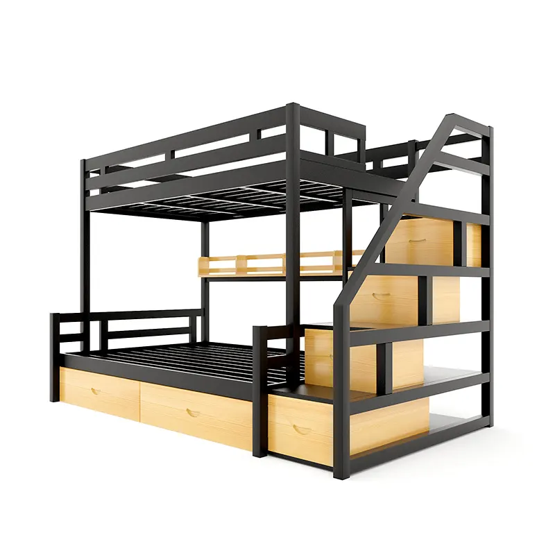 Cama loft com escadas móveis para casa, preço barato, metal, única, madeira, loft, gavetas, crianças