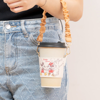 Funda Protectora para Vaso de Lona Portátil con Estampado de Dibujos Animados, Elegante y Ideal para Viajes, Diseño de Nube para Chicas