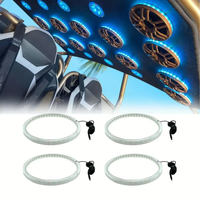 4 pièces, éclairage LED pour voiture de 6,5 pouces, anneau lumineux RGB, éclairage de poursuite, application + télécommande, anneau lumineux pour l'intérieur de la voiture, facile à installer