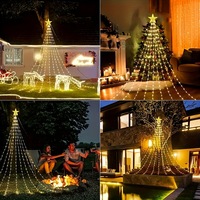 Weihnachtsdekoration LED-Lichterketten für Außenbereich USB/Solar-betrieben IP65 Wasserdicht 8-Modi Seillichter Fließender Wasserfall für Zelte