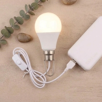 Ampoule LED USB DC5V à brancher avec interrupteur marche/arrêt 5W/7W, design crochet, en plastique, CRI80, 630 Lumens, certifiée 90 Lm/W, pour dortoir/lumière de nuit