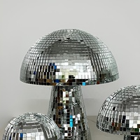 Ornement boule disco en verre miroir, forme champignon, argent holographique, décoration rétro pour fête, maison, table