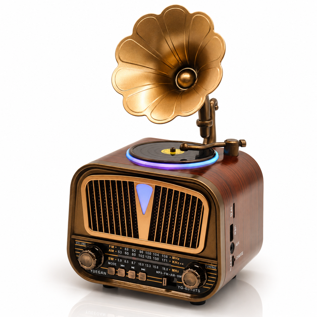 For YG-6010BTS Mini Vintage Radio Speaker Solar Charging Wireless FM AM SW USB TF MP3 Player Internet Radio Retro Portable