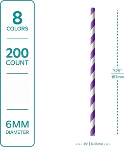 Pailles en papier rayées de qualité alimentaire 10 mm, bâtonnets en papier pour barbe à papa 300 mm pour anniversaires, mariages et fêtes - Product Image 2