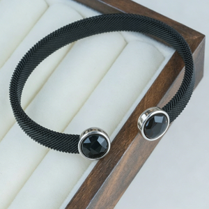 Pulsera de malla con diseño de oso, brazalete abierto chapado con extremos de oso para mujer, joyería de moda impermeable - Product Image 2