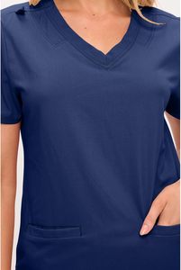 <span class=keywords><strong>Blouse</strong></span> médicale extensible à col en V pour <span class=keywords><strong>femme</strong></span> avec logo personnalisé, tissu Dobby, uniforme d'hôpital confortable, en polyester - Product Image 5