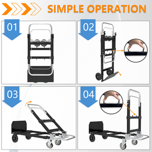 Carrello Convertibile 2-in-1 con Capacità di 272kg, Design Pieghevole per Facile Conservazione e Trasporto di Bagagli e Scatole - Product Image 5
