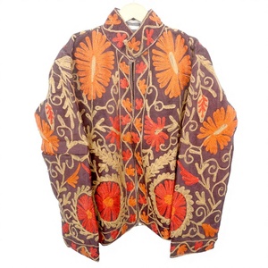 Most Trending Autumn Winter Women's Handmade floral Embroidery Cotrize Jacket with o-neck Breathable Design button closure - Product Image 1