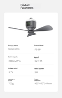 Ventilateur de plafond sans fil d'extérieur avec télécommande, 12000 mAh, portable, rechargeable, pliable, pour camping, avec lumière, charge USB domestique