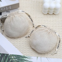 Sac à cordon de savon en maille de coton naturel écologique Pochette d'emballage pour bougie de parfum en coton Pochette 100% coton avec logo imprimé
