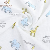 HAPPEAK meilleure vente Double coton gaze tissu imprimé éléphant girafe Design pour filles pour bébé vêtements chemises et artisanat