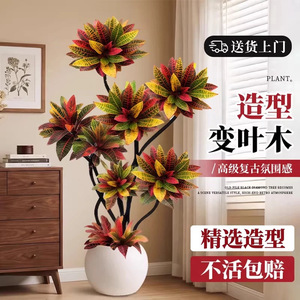Plante artificielle Croton, grande taille, pour intérieur, feuilles très réalistes, décoration pour salon, chambre, bureau - Product Image 3