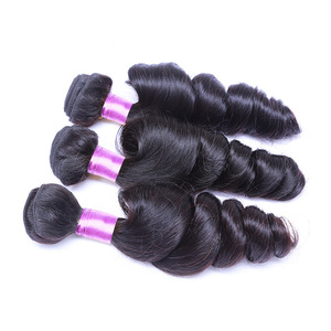 Peruvian Human Hair Loose Wave Bundles Thick Full Ends <b>Clip</b> in Weave Tape Hair Extension Options - Product Image 1