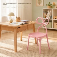 Chaise d'enfant en plastique PP avec dossier en forme de nœud, siège léger pour enfants, chaise de salle à manger pour la maison et la maternelle