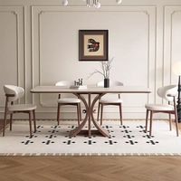 Mesa de comedor de chapa de madera de fresno de escritorio de travertino moderno de mediados de siglo, juego de mesa de comedor rectangular de madera maciza Vintage de estilo italiano