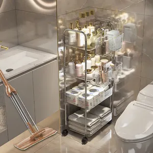 Light Luxury Texture Trolley Shelving Skincare Organizer Holder Makeup Display Cosmetic Rack For Office Bedroom Bathroom