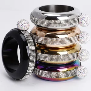 304 Berlian Stainless Steel, Gelang Hip Flask untuk Wanita 3.5 Inci Bulat Elektroplating Gelang Pinggul Flask Grosir/