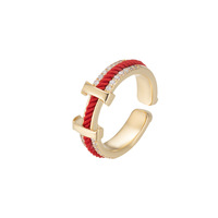 Nouveau cadeau de Noël, bague minimaliste tendance en corde rouge à design ouvert pour femme, vente en gros