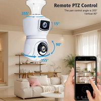Mini caméra IP CCTV à double objectif E27, vision nocturne, sécurité avec capteur CMOS panoramique/inclinable, stockage cloud, prise en charge de la carte SIM 4G