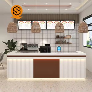 Premium Bakery <strong>Reception</strong> Counter <strong>Integrated</strong> Visual Bread Display Case Coffee &amp; Beverage Preparation Area with Front Desk - Product Image 5