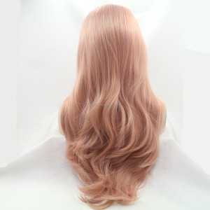 Parrucche Lunghe <span class=keywords><strong>Rosa</strong></span> Chiaro Semintrecciate a Mano, Popolari in Europa e America, Ondulate, in Fibra Sintetica Resistente alle Alte Temperature per Donne - Product Image 4