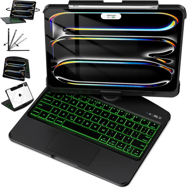 IFacemall New Smart iPad Keyboard case Type-c Interface 10.2 Inch Protection Case for Tablet with Backlit ipad 7 8 9th Gen 2021