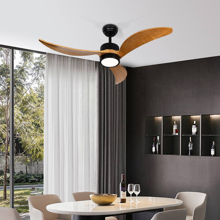 Eco 42 inch BLDC remote control solid wooden 3 blades ceiling fan wood ceiling fan with light